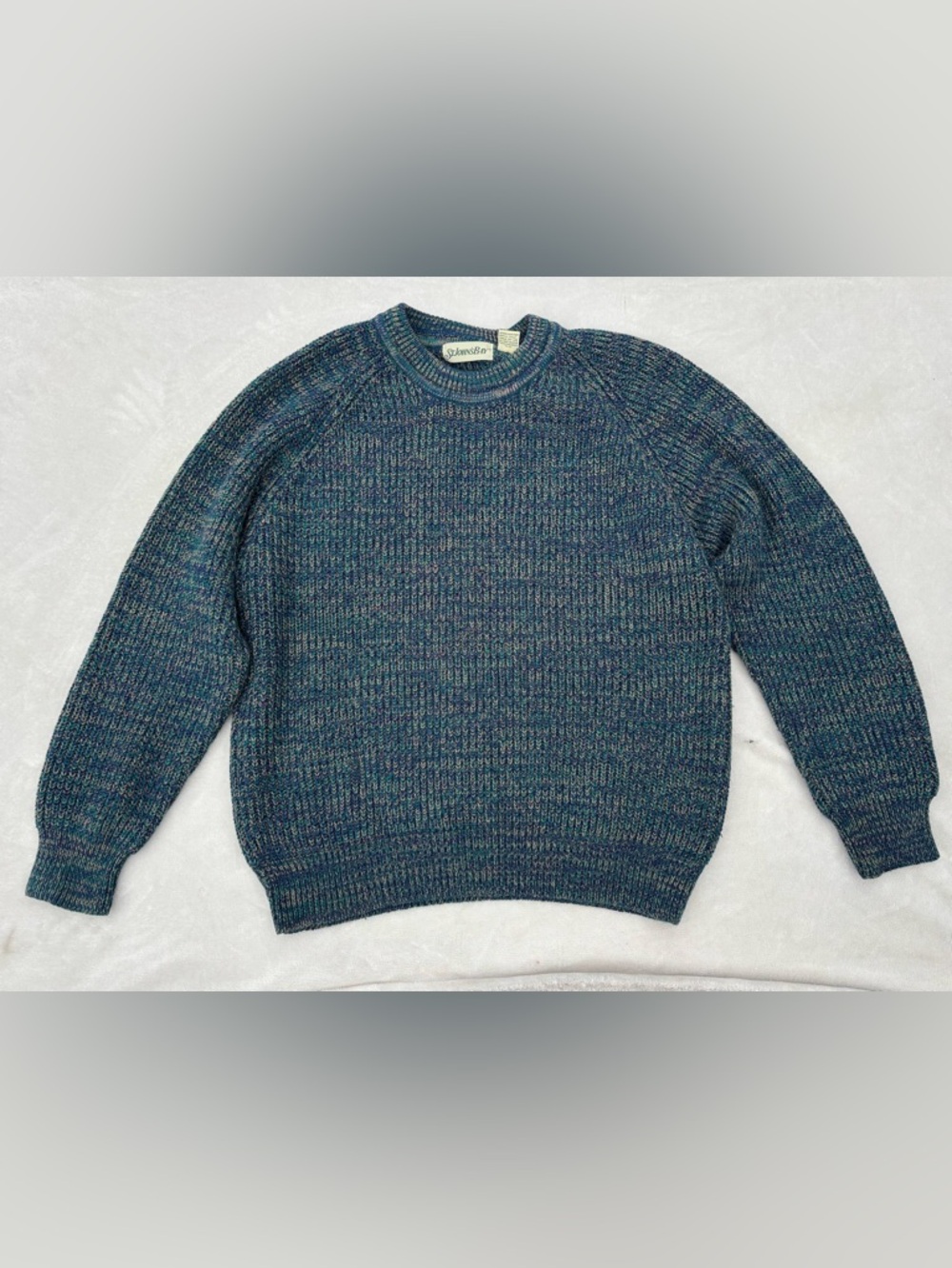 St. John's Bay Men's Crewneck Sweater in Teal-Blue Mix